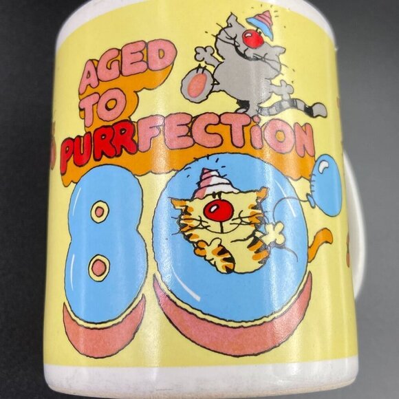 Vintage "Aged to Purr-Fection" 80th, Cat Lover Gifts - Birthday Mug - Picture 7 of 8